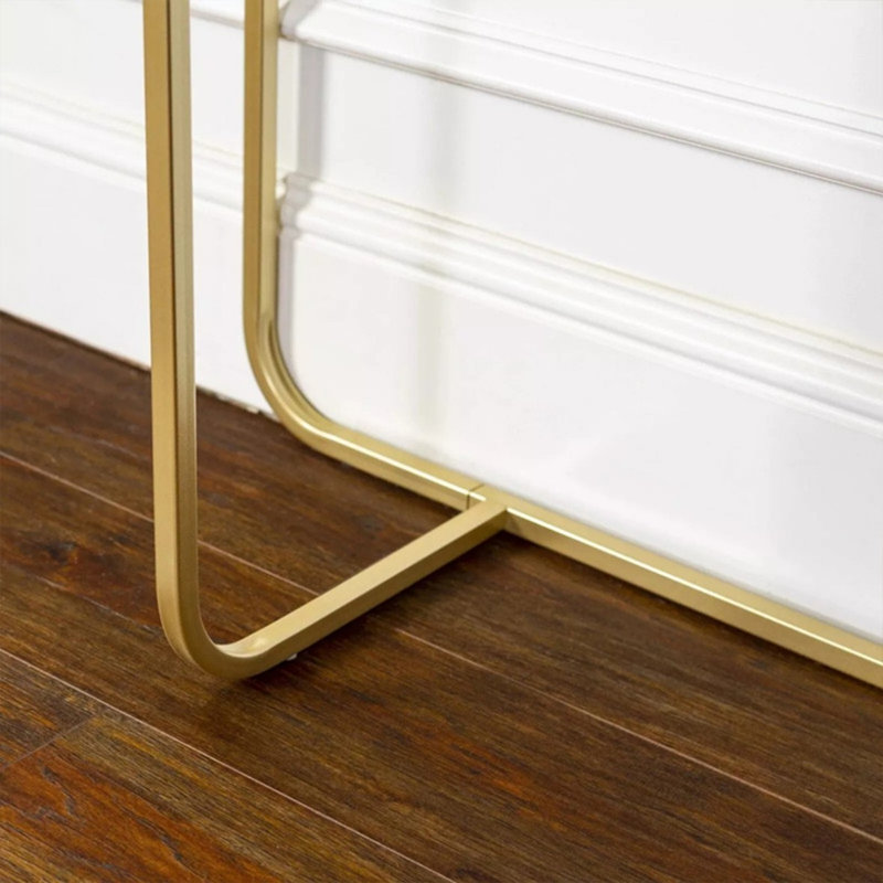 Console rectangulaire en fer blanc et bois blanc doré, H 31,5 po x L 31,5 po x l 11,81 po