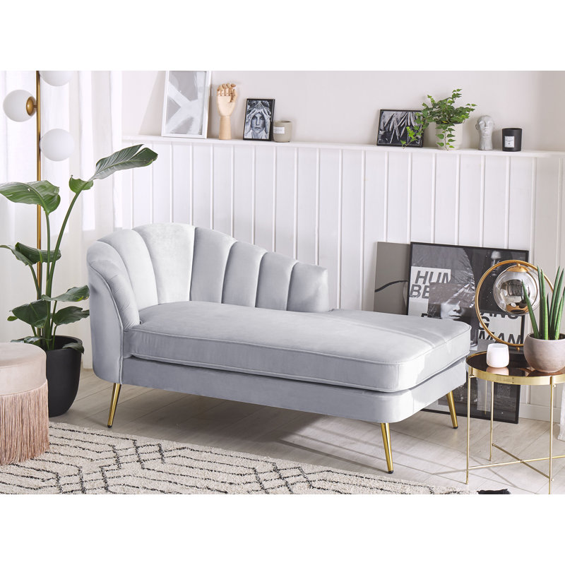 Baskerville Velvet Chaise Lounge, Grey