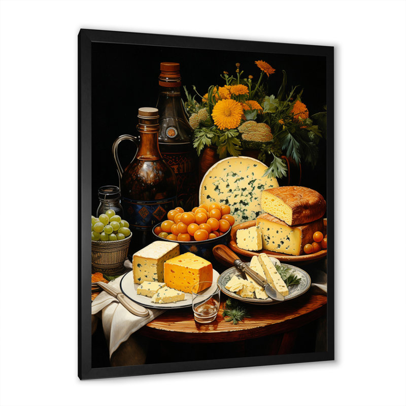 Daijuan Food Cheese Pointillism Dot II, Cadre photo noir, H 44 po x l 34 po x P 1,5 po