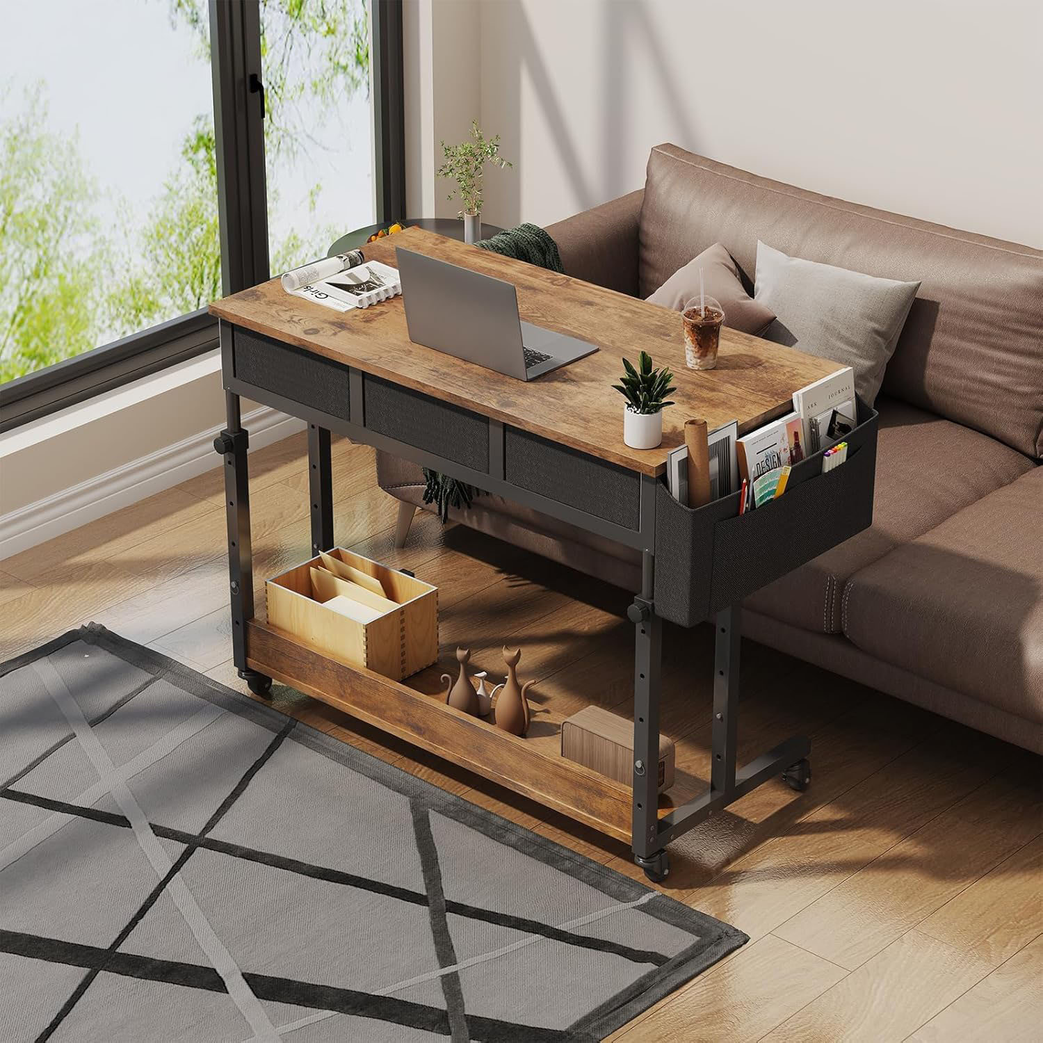 Latitude Run® Rolling Standing Desk Adjustable Height With Drawers ...