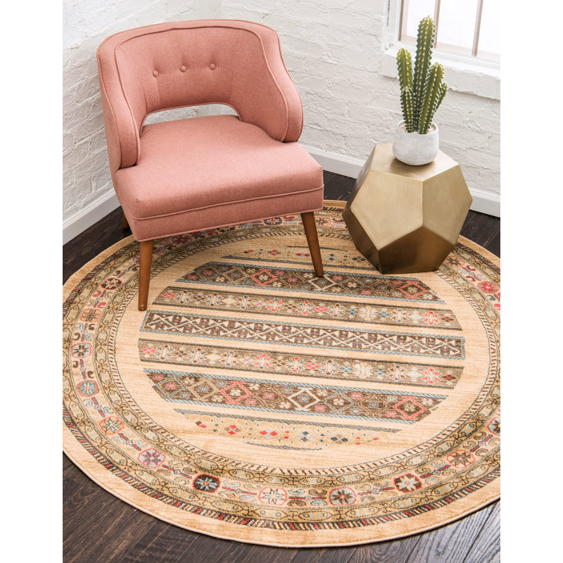 Jaeden Geometric Area Rug, Round 8', Tan 