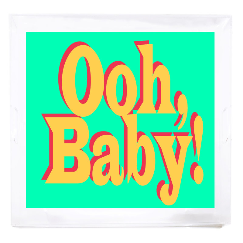 Ooh Baby Acrylic Square Decorative Tray, Green/Paprika/Yellow