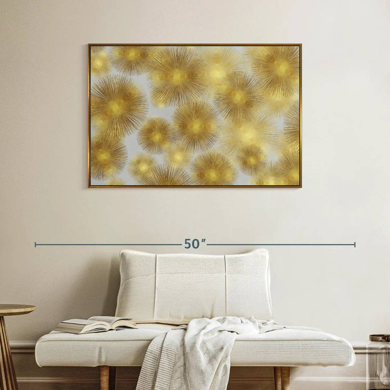 Sunburst Cluster, Cadre flottant doré, 40 po x 27 po