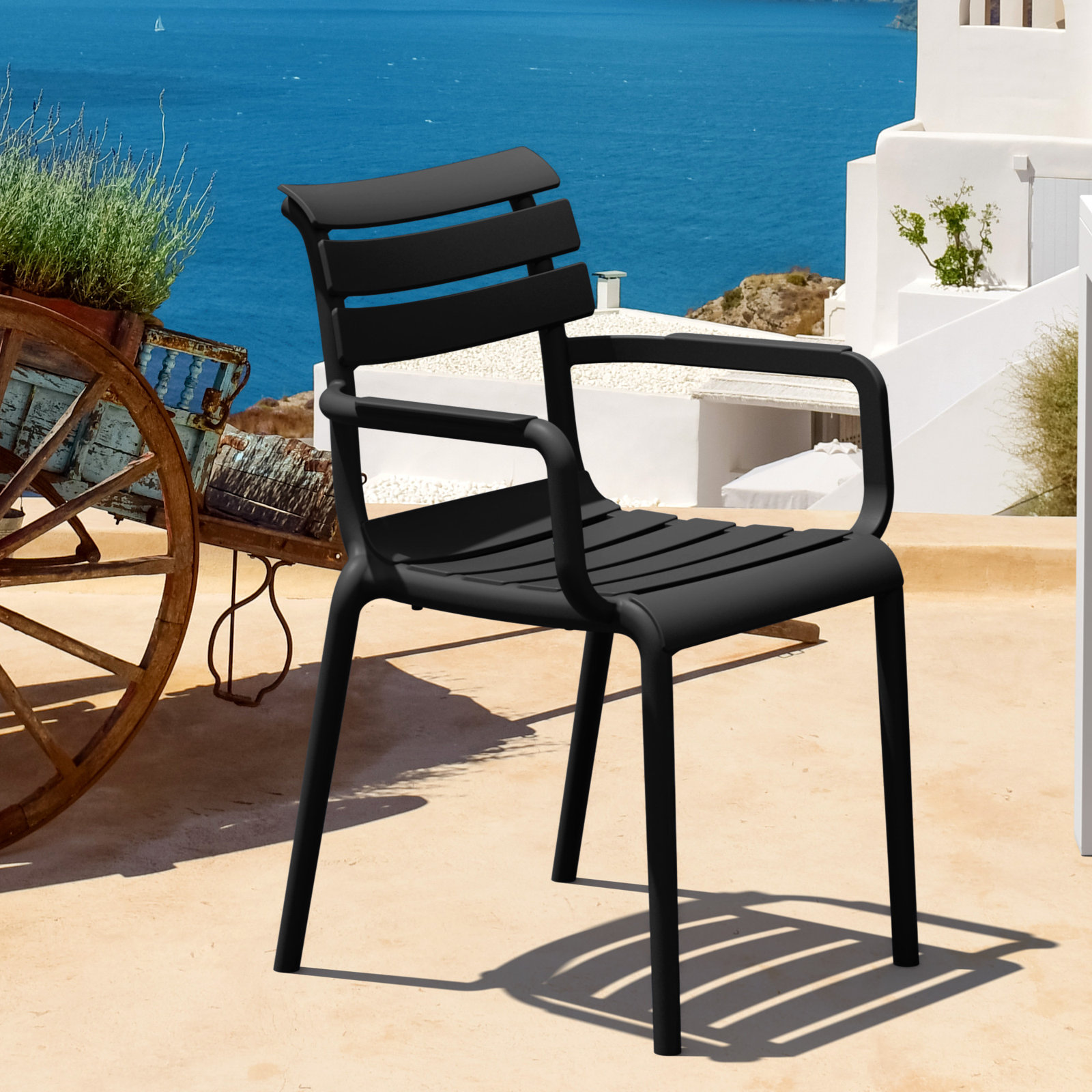 Aragons Stackable Patio Armchair, Black