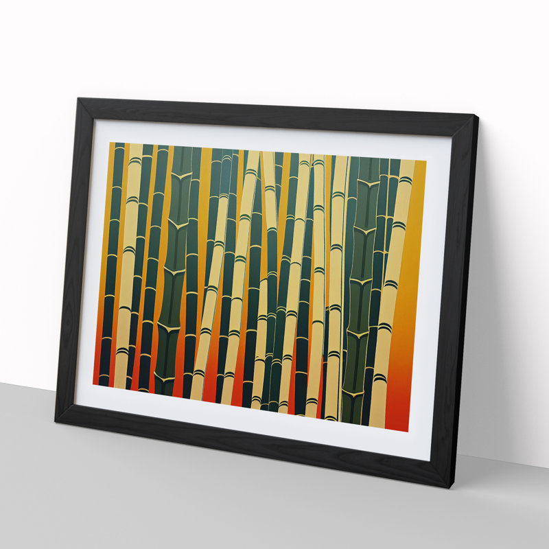 Illuminated Abstract Bamboo Forest - Single Picture Frame Print, 25cm H x 34cm W x 2cm D, Black
