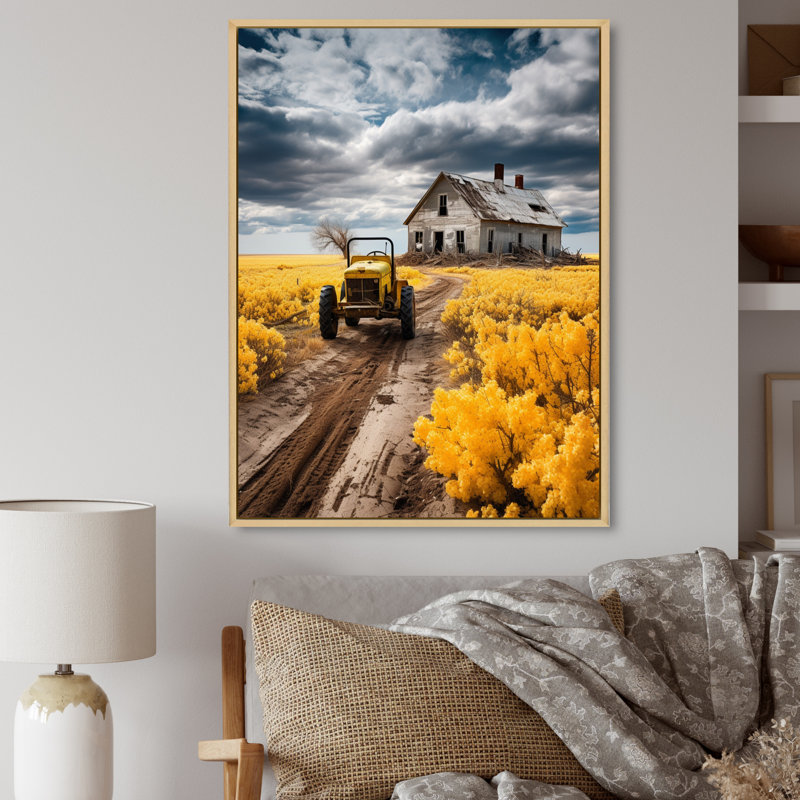 Farmhouse Tractor Countryside Haven I, Cadre naturel flottant, 40" H x 30" W