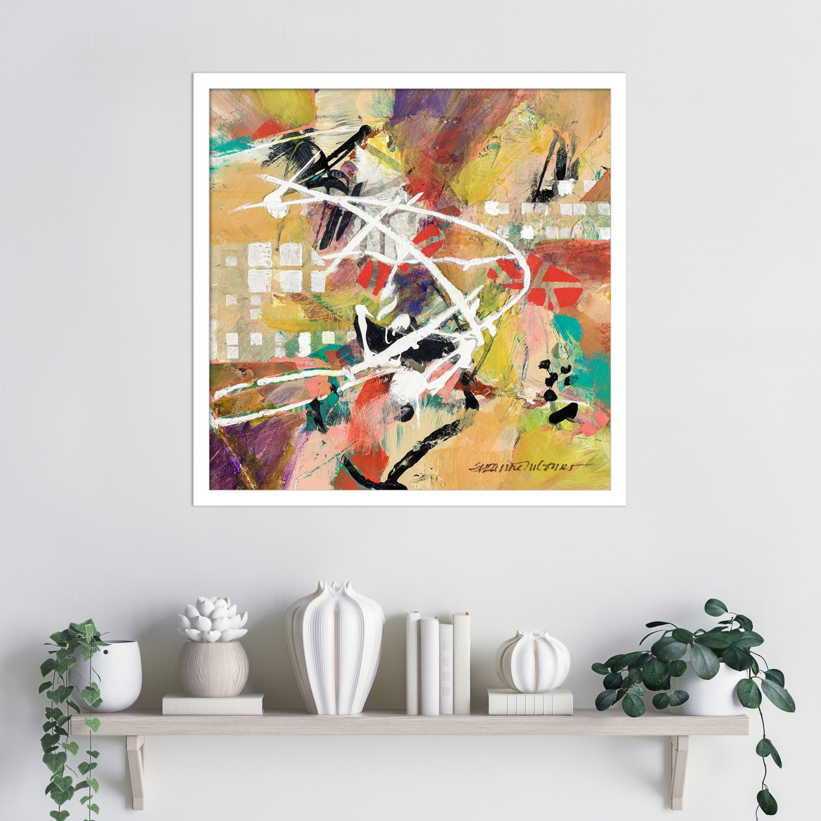 Sutter "Boogie" Print by Suzanne McCourt, 21" H x 21" W, White