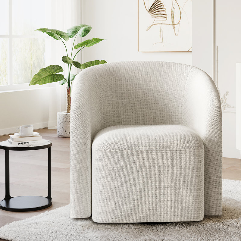Fauteuil demi-tonneau pivotant l 29 po, Tissu beige