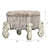 White Vanity Stool With Upholstery And Wooden Base Rectangular Bone Soft Padded Seat Chic Design