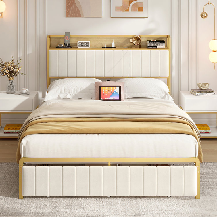Alvilda Upholstered Bookcase Storage Bed