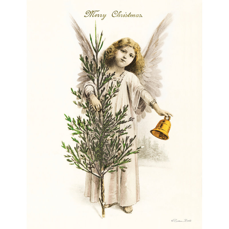 «Merry Christmas Angel» sur toile par Susan Ball, H 30 po x l 20 po x P 1,25 po