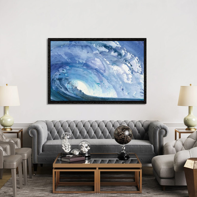 Barrel Wave by Albena Hristova - Painting on Canvas, 152.5 cm H x 101.5 cm W, Black Framed