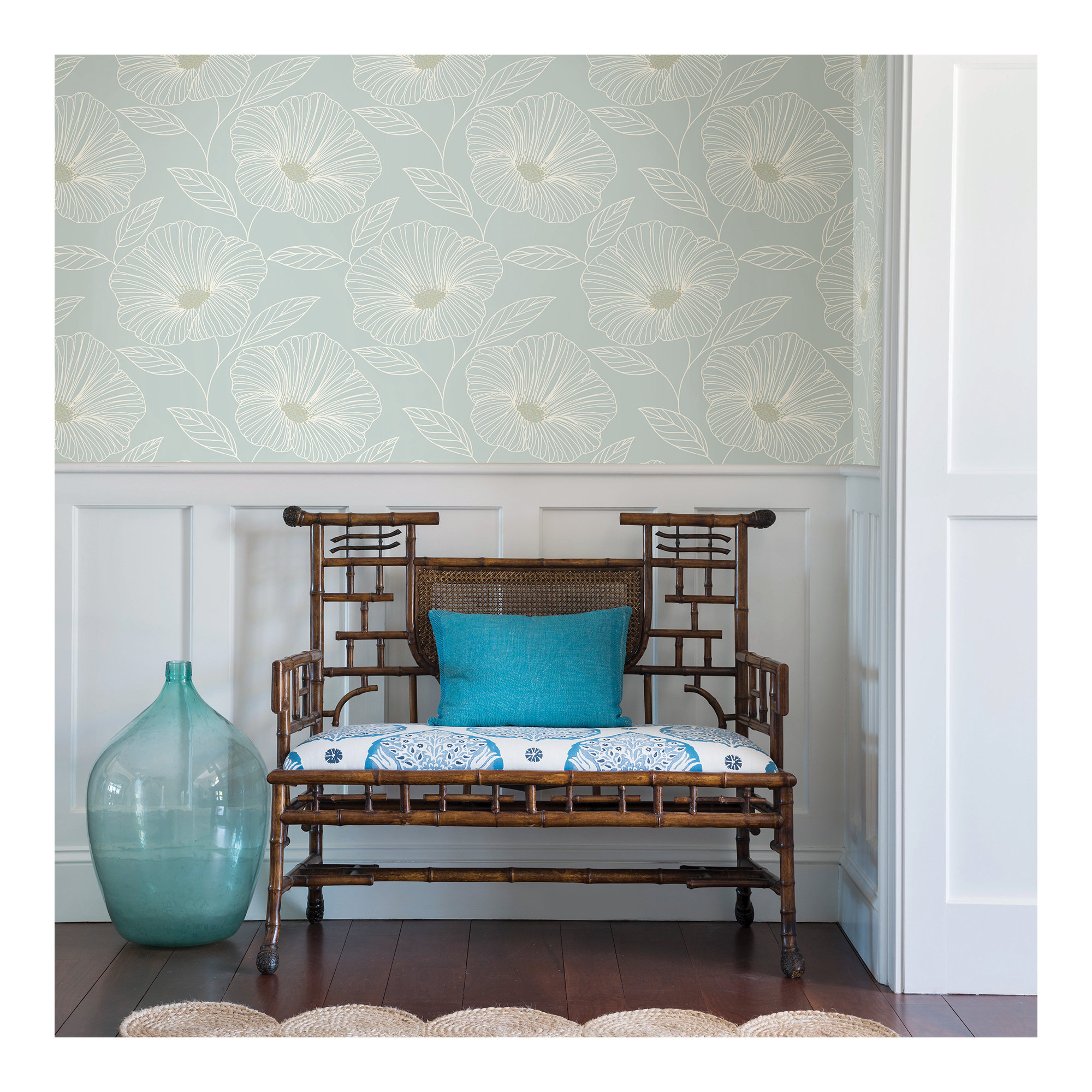 Mistral Mythic Floral Wallpaper Sample, Seafoam