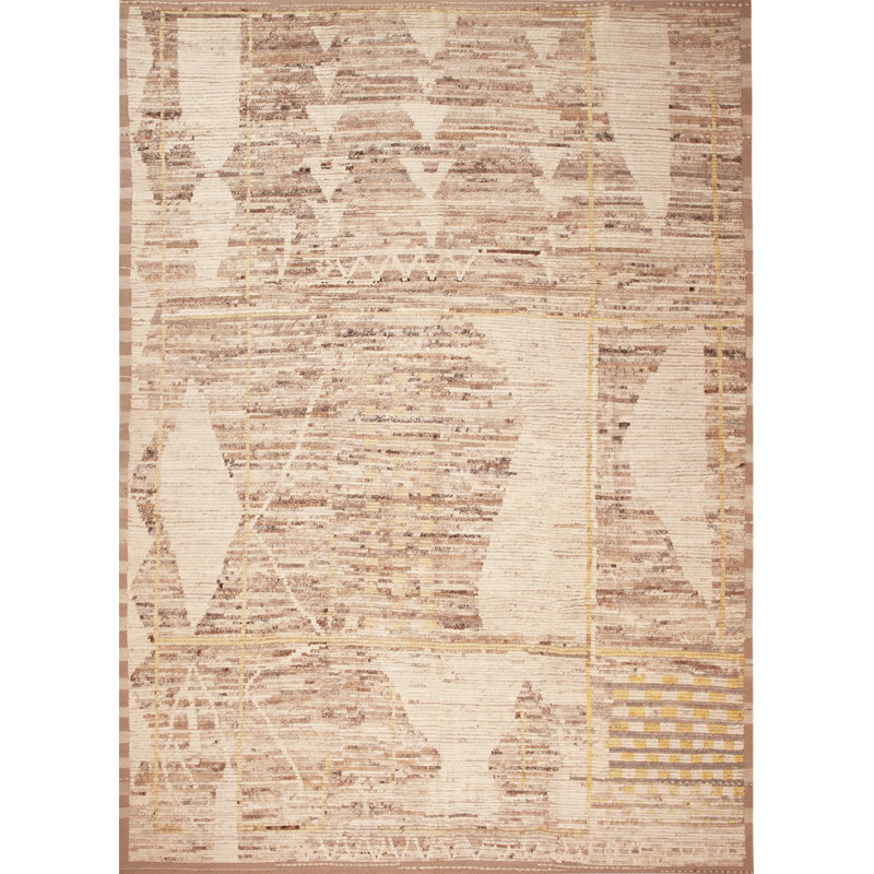 Tapis à motif abstrait or moderne 9 pi 10 po x 13 pi 8 po Nazmiyal Collection