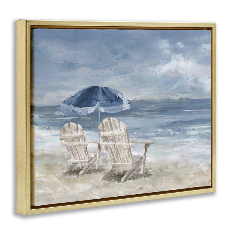 Chaises de plage sereines, H 25 po x l 31 po, Cadre flottant métallique doré