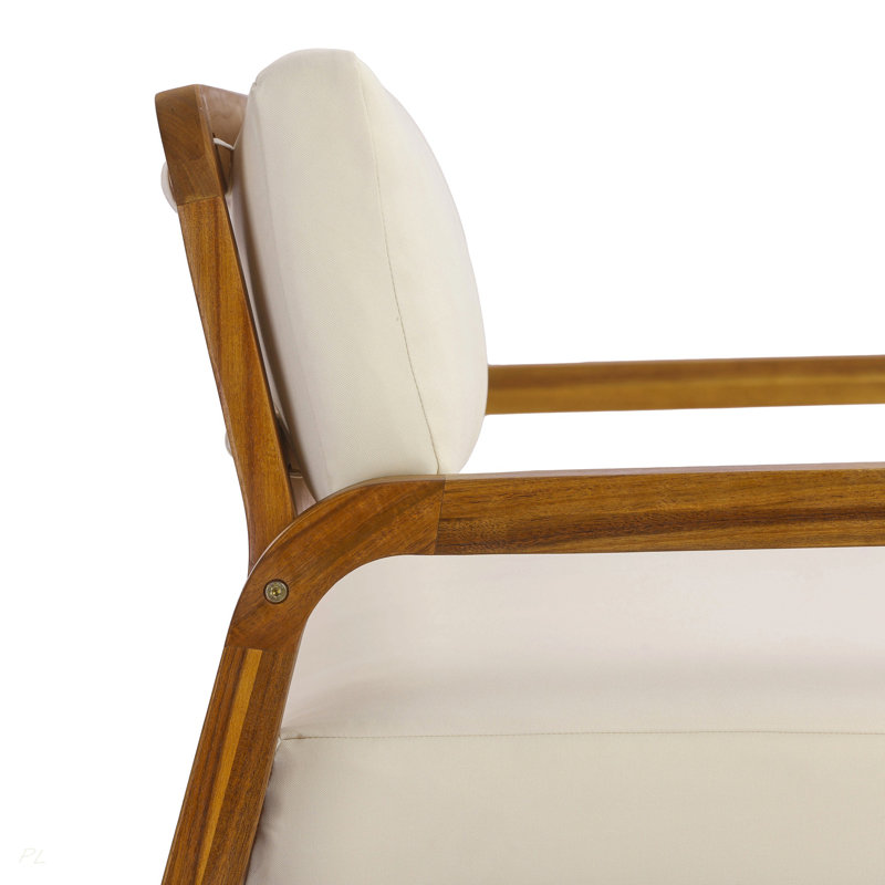 Fauteuil d'extérieur en bois d'acacia avec coussins résistants aux intempéries, chaise longue de patio avec coussins à fermeture velcro pour porche, terrasse, bord de piscine (ensemble de 2)