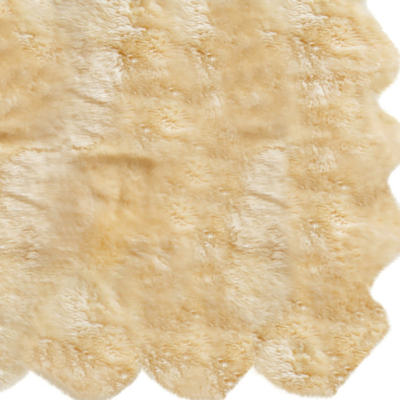 Tapis en peau de mouton doré 6 pi x 7 pi fait à la main