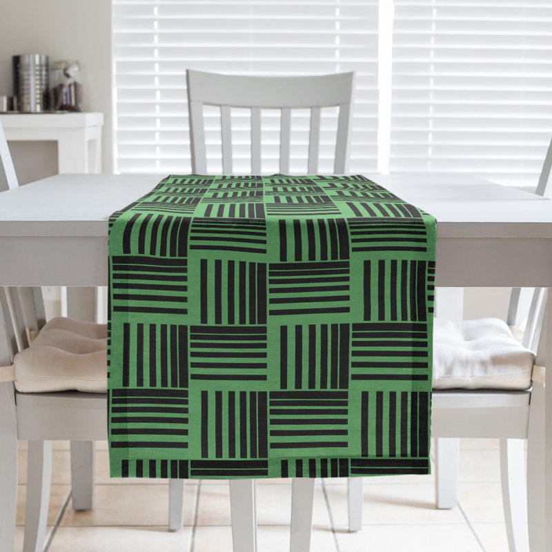 Fractured Stripes Table Runner, 16" x 90", Dark Green