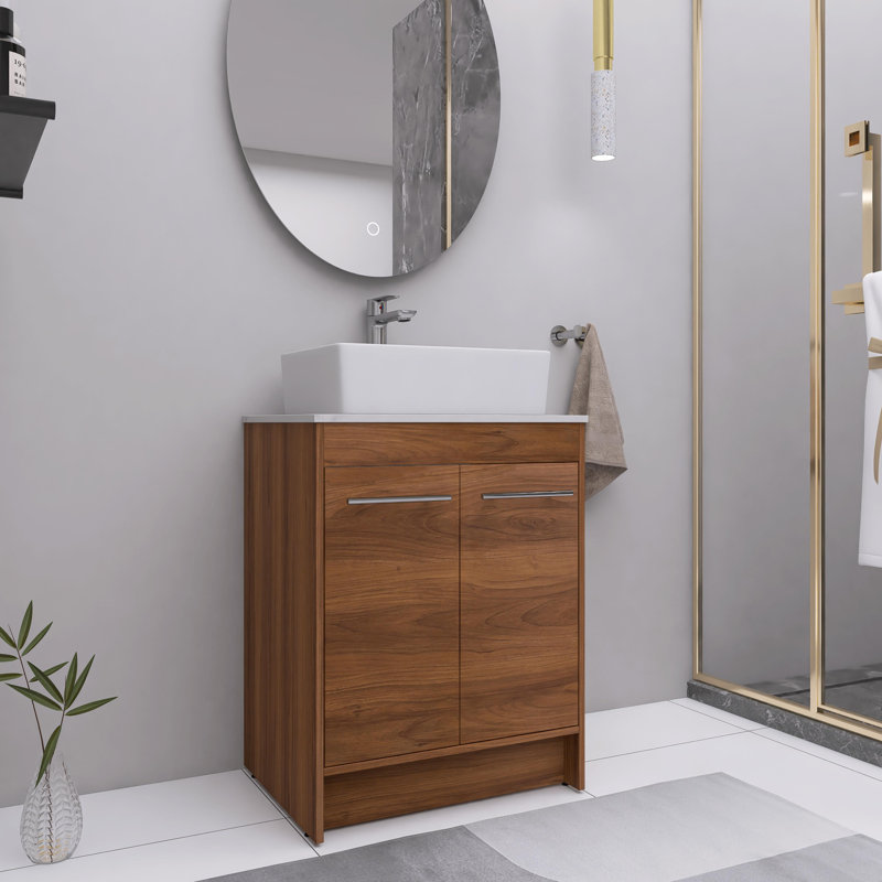Caled 23.64 " W Freestanding Standard Free Standing 1 Single Vanity Bathroom Vanity With Ceramic Top