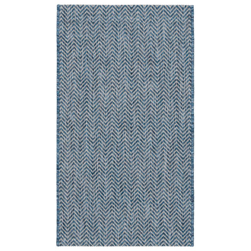 Azaad Navy/Grey Indoor/Outdoor Rug, Rectangle 61 x 109 cm