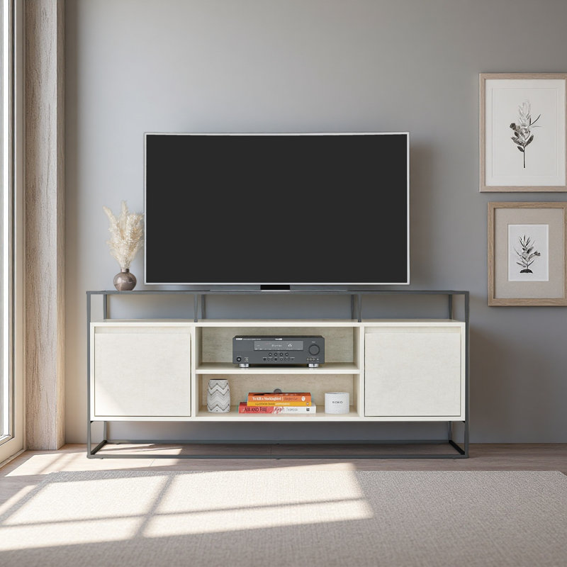 Meuble télé moderne pour téléviseur de 54 po ou moins en métal thermolaqué robuste