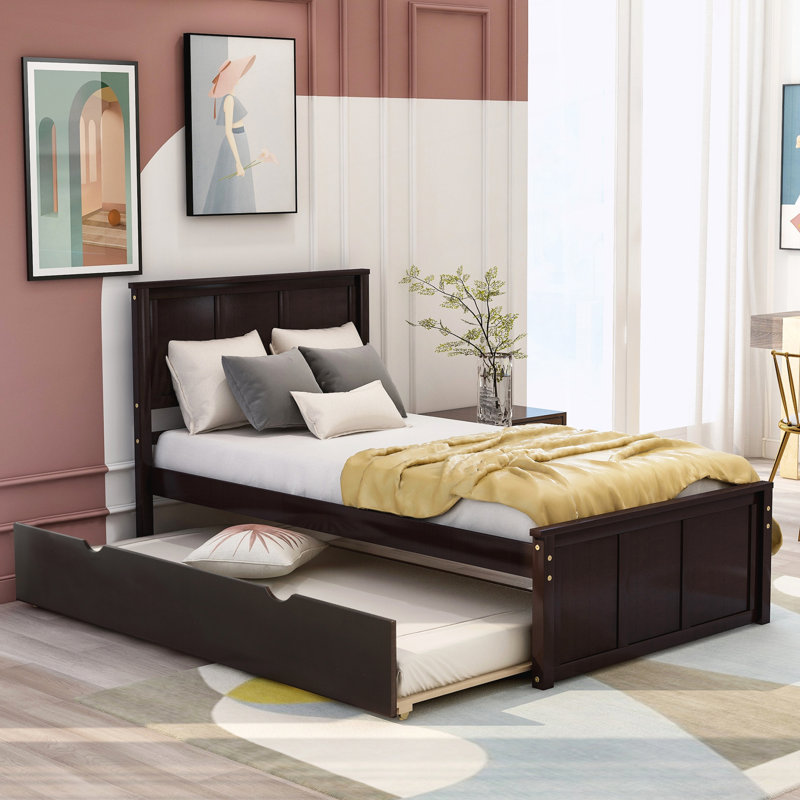 Lit plateforme avec lit gigogne simple, Espresso