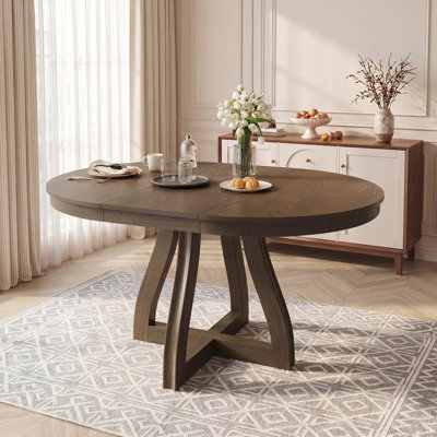 Farmhouse Dining Table Extendable Table,Curved Table Leg,Round Kitchen Table For Kitchen,Dining Room