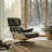 Real Leather lounge chair with Solid Wood-119218618