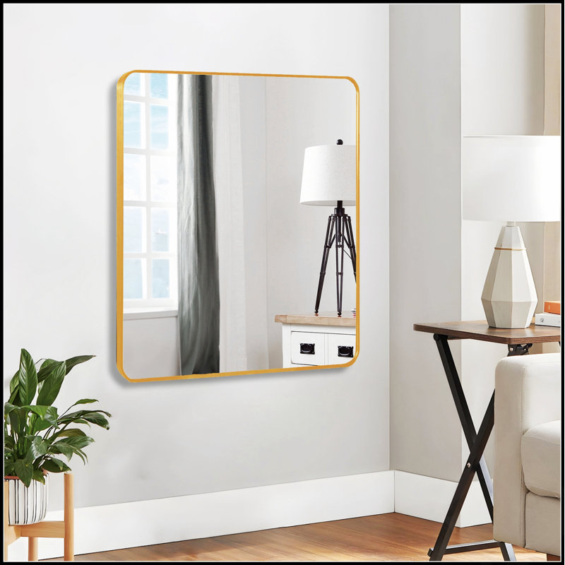 Miroir de salle de bain carré en métal avec cadre en métal, 30 po x 30 po, verre HD de haute qualité avec film incassable et installation facile