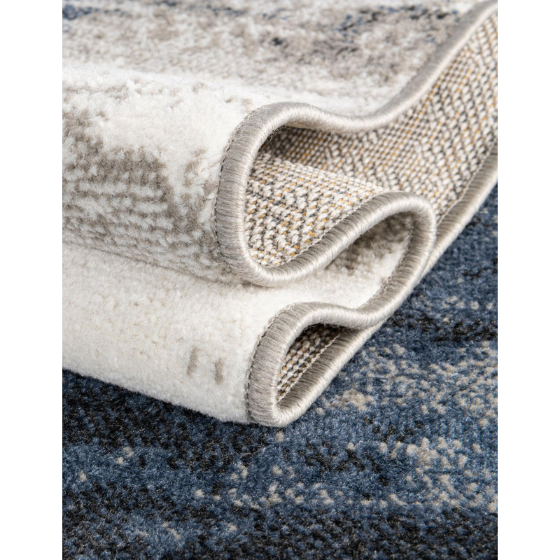 Tapis Ivy Bronx Glomma Nathanyl bleu, Rectangle 3 pi 3 po x 5 pi 3 po