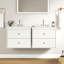 Ensemble de meuble-lavabo 24 po avec lavabo, armoire de rangement flottante avec portes et tiroirs, meuble-lavabo mural moderne avec surface peinte, blanc