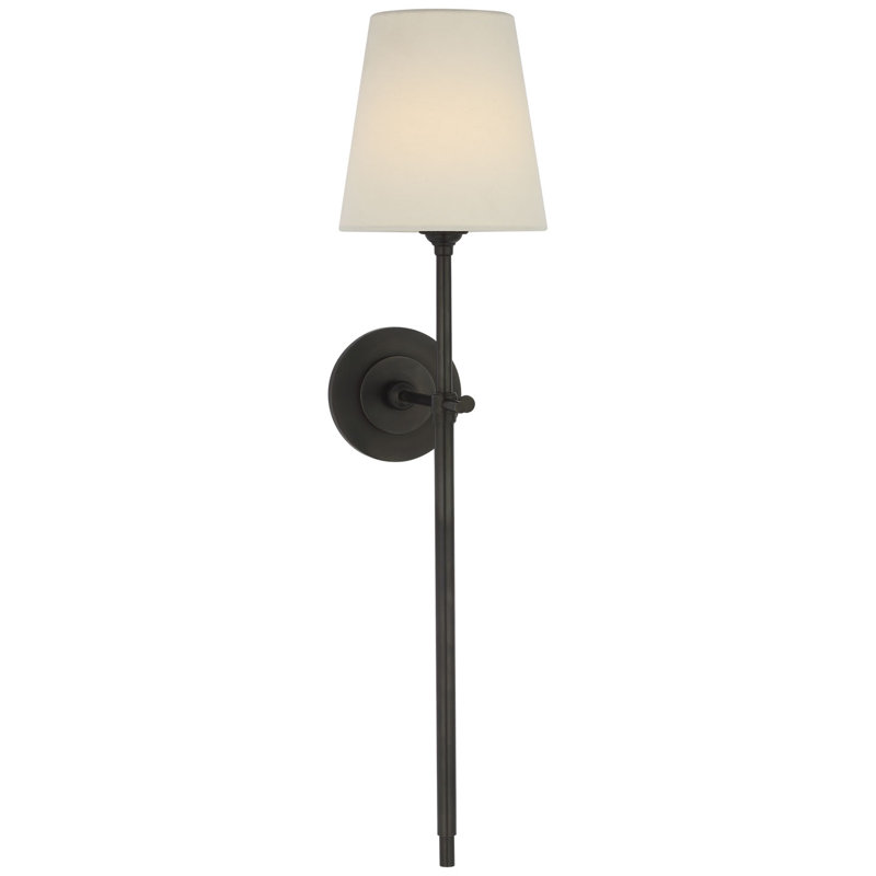 Thomas O'Brien Bryant 27" Cordless Tail Sconce with Linen Shade, Bronze