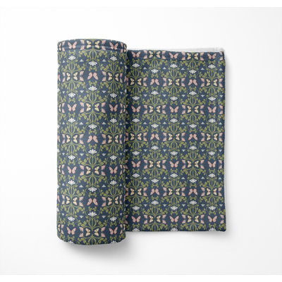 Bees & Butterflies Sage Velveteen Fleece Blanket