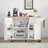 Kitchen Island With Drop Leaf Countertop, Rolling Kitchen Island Cart , Barn Door Kitchen Island Table With Storage Cabinet And Tower Rack, Island Table On Wheels For Kitchen-1461305429