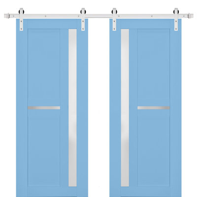 Veregio Frosted Glass Panelled Wood Barn Doors