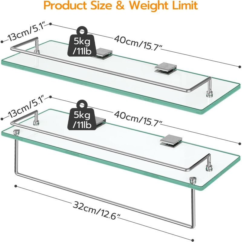Dyal Glass Bathroom Shelves