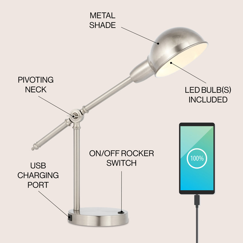 Lampe de bureau Candas, Nickel