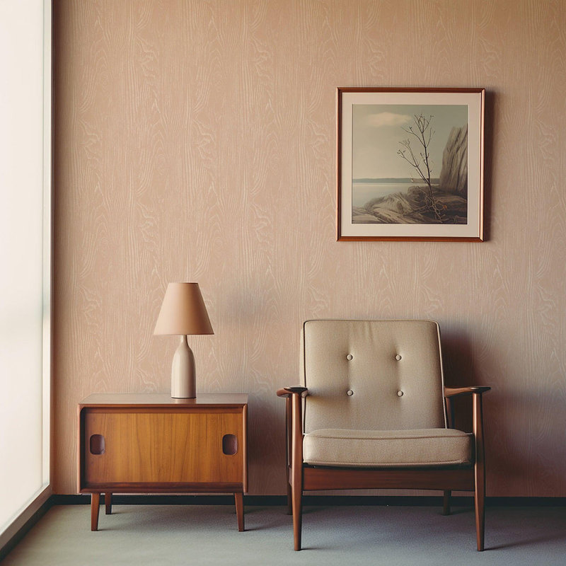 Faux Bois Woodgrain - Wood Wallpaper, Blush, Faux Grasscloth