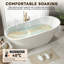 Baignoire sabot autoportante en acrylique de 150 cm (59 po), baignoire de salle de bain de forme spéciale avec trop-plein et bonde chromés