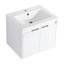 Meuble-lavabo 48 po avec lavabo en résine, système de porte à fermeture douce, 1 armoire murale et 1 armoire latérale, conception à fixation flottante en quincaillerie en contreplaqué blanc brillant, conception de montage, installation