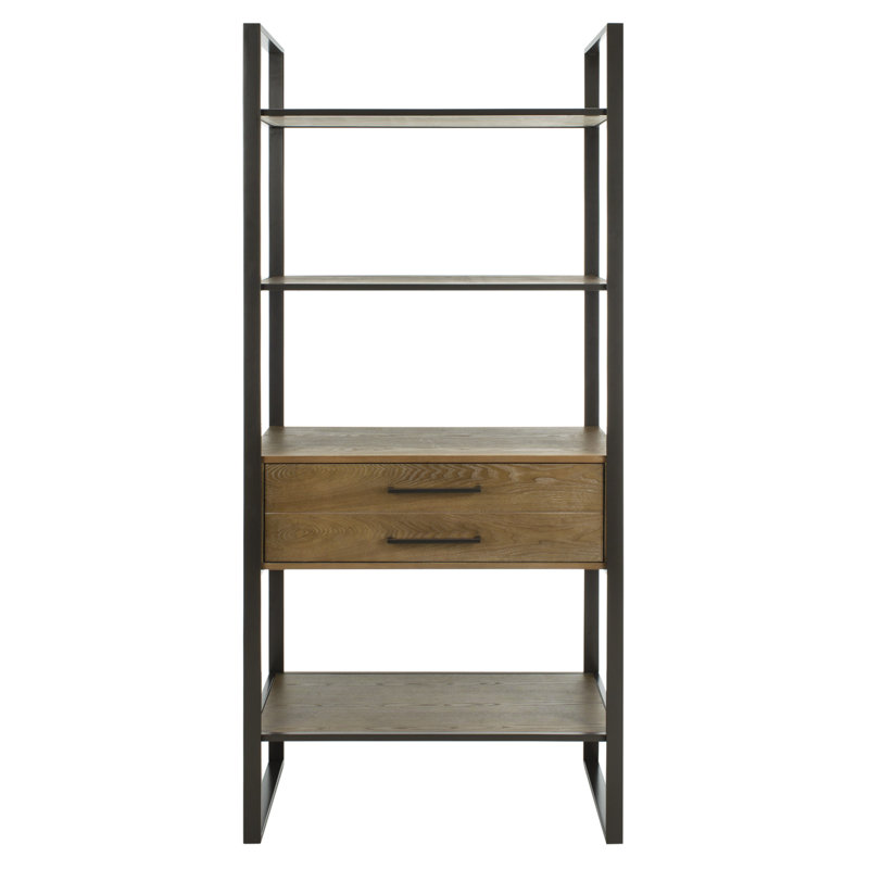 Skylar Etagere Storage Bookcase, Gunmetal/Rustic Oak