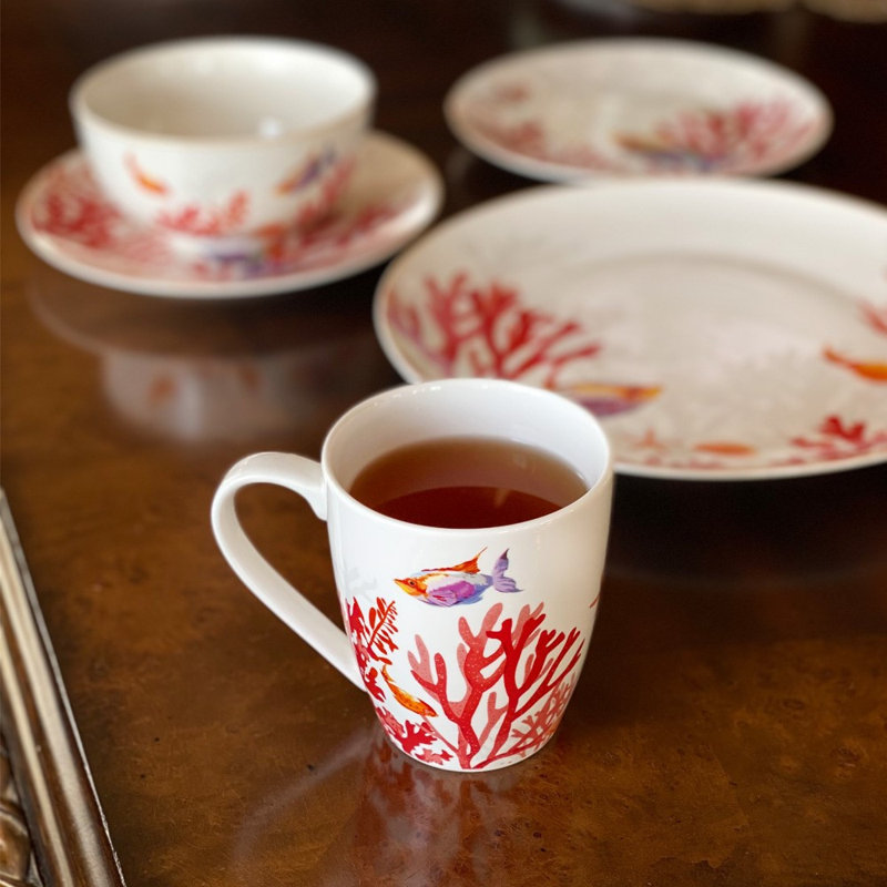 Ensemble de 2 tasses en porcelaine corail
