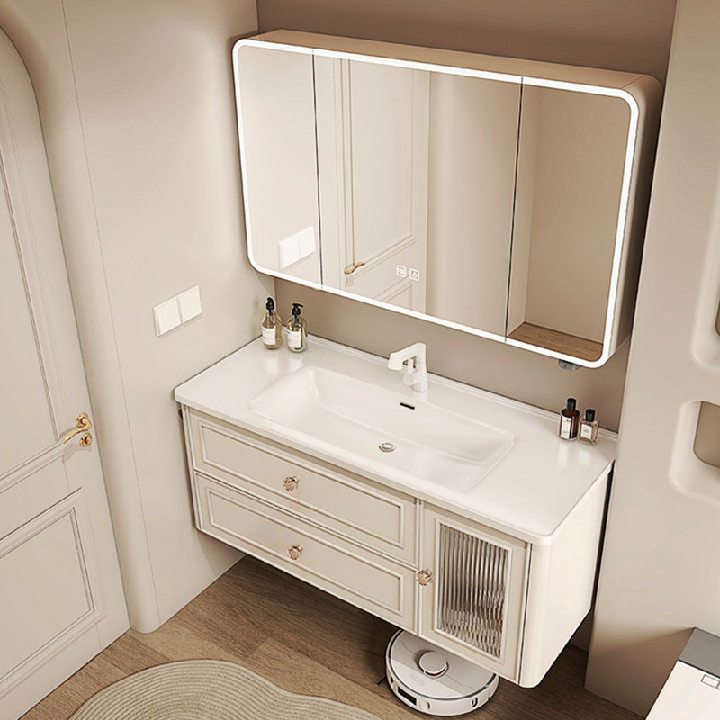 Cream style simple bathroom cabinet