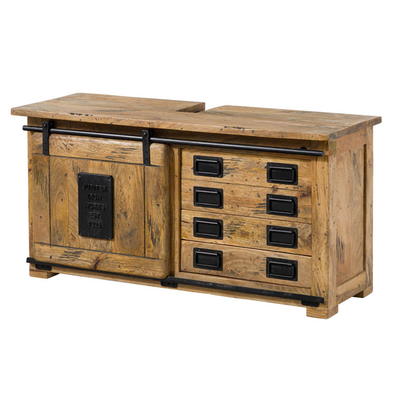 Railway 120cm Single Bathroom Vanity Base Only, Natural Sheesam Wood