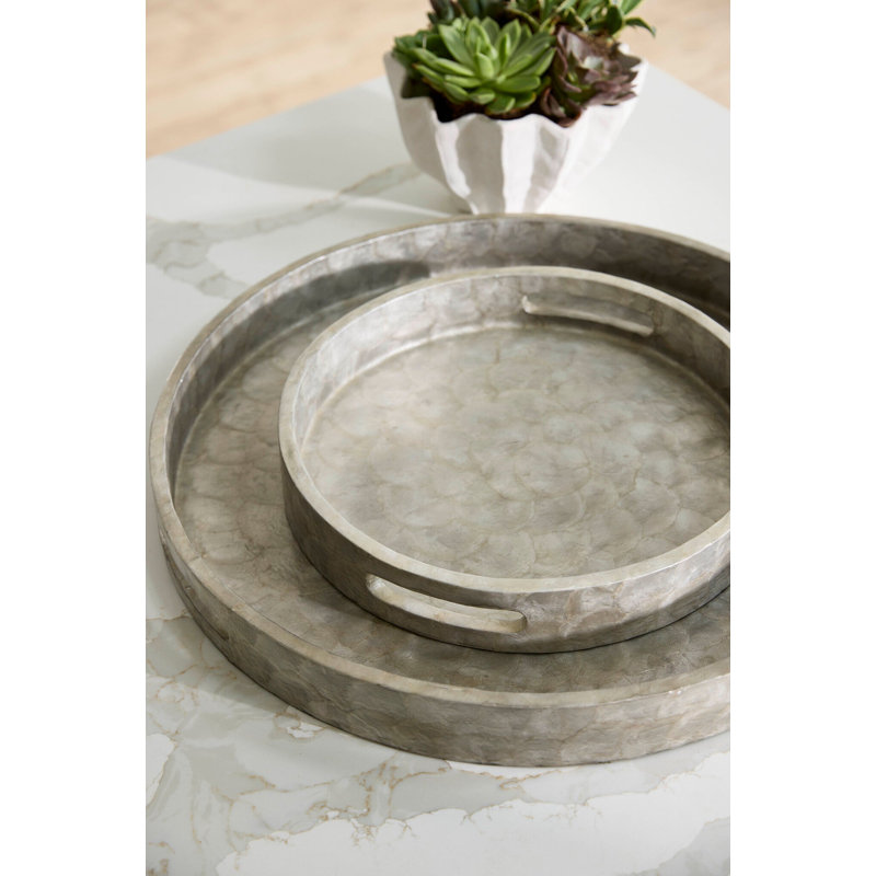 Triton Shell / Capiz Decorative Tray, Smoke, 2.5" H x 24" W x 24" D