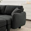 Canapé modulaire 4 places en tissu bouclé gris foncé avec pieds en forme de coquillage modernes, amovibles et souples, offrant un soutien confortable-121361707