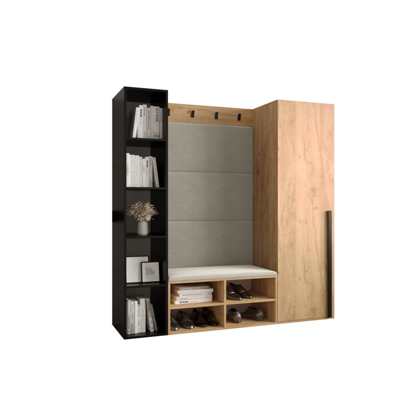 Jaimes-Aviles Hallway Set with Storage Bench and Shoe Storage, Oak/Beige
