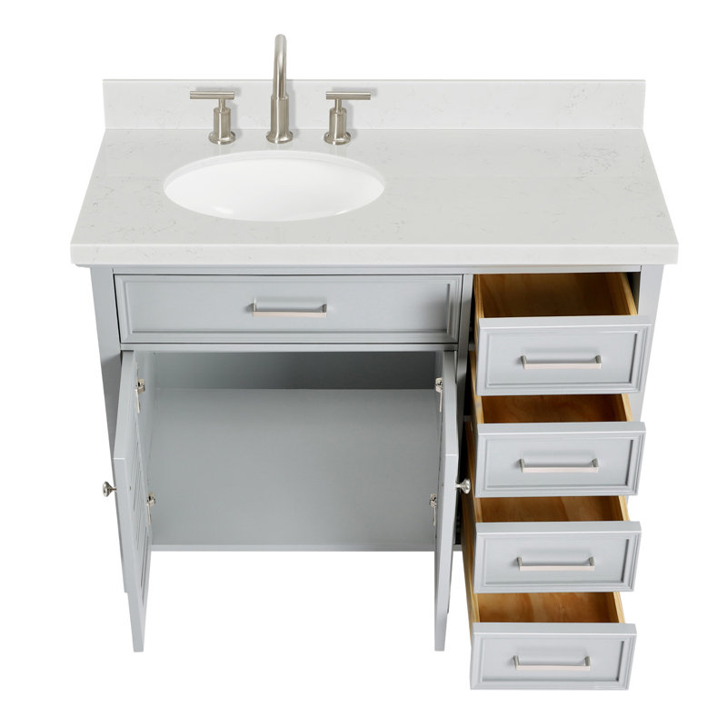 Blazier 42.25'' W Single Vanity, Gray, Left, Oval
