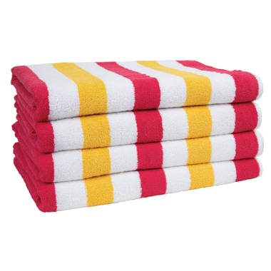 Arkwright Cabo Cabana 4-Piece Oversized Striped Beach Towel Set - 30x70 - Red/Yellow