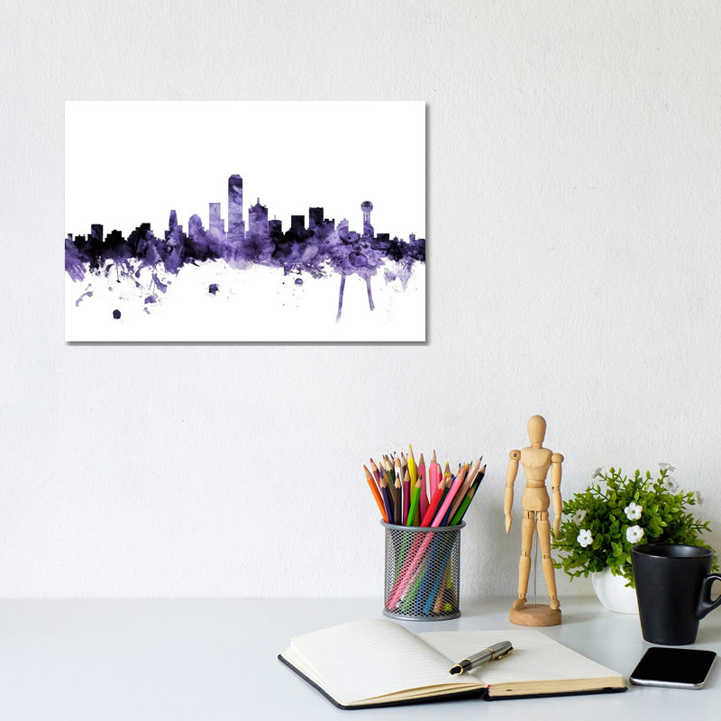 Dallas, Texas Skyline by Michael Tompsett - 1 Piece Wrapped Canvas Wall Art, 20.32 cm H x 30.48 cm W
